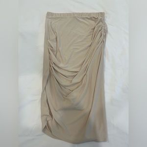 Cream Skirt with Ruched Sides and Fabric Detail